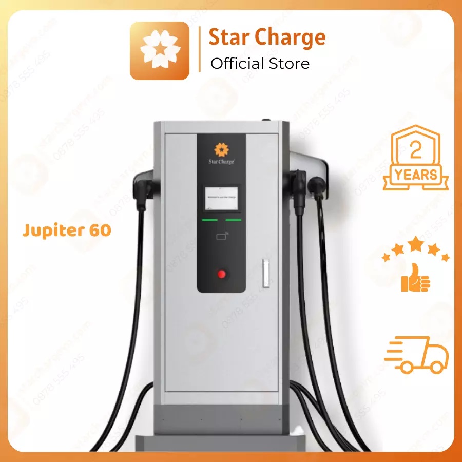 Sạc xe điện ô tô Jupiter 60 STAR CHARGE cổng 2CCS, Type 2 – CHÍNH HÃNG
